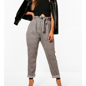 Boohoo plus high waisted paper bag tapered pants